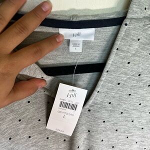 J. Jill Heather Gray Tee with Black Dots